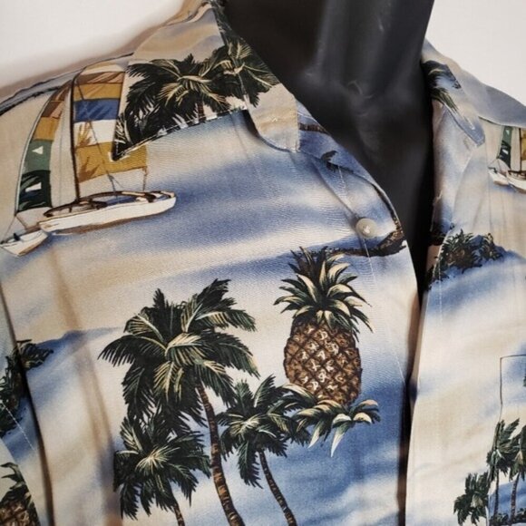 Vintage Hawaiian Tropical UBC Button-up Men's Pocket Shirt Medium - Picture 3 of 11